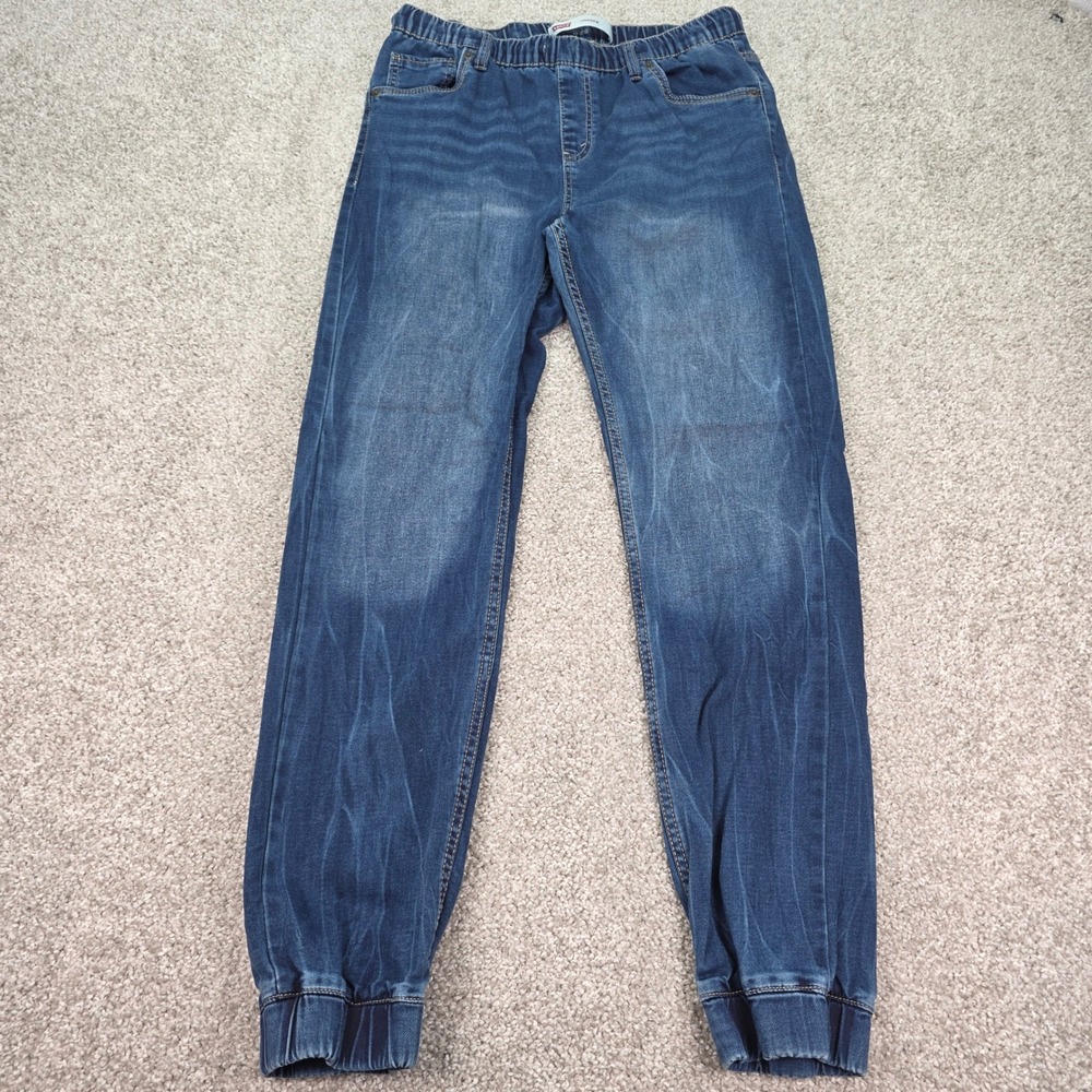 Levis Boys Denim Joggers Medium Wash Elastic Waist Cuffs Size XL 13-15 Years